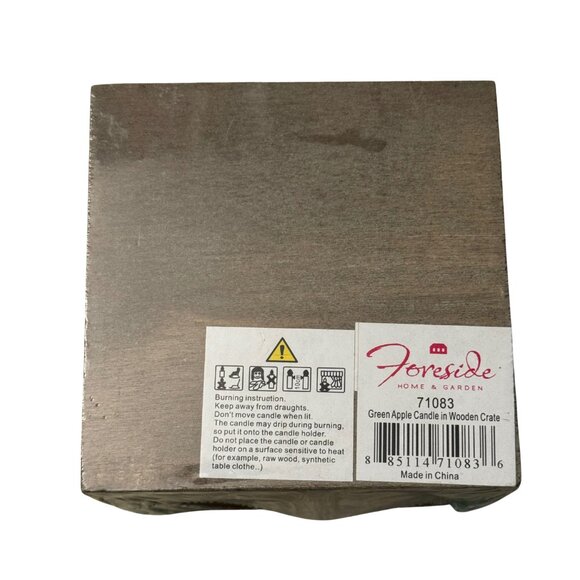 Green Apple Candle in Wood Crate NEW - Picture 3 of 4